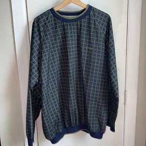 CATALINA Navy and Green Plaid Check Pullover Windbreaker Golf Jacket-XL
